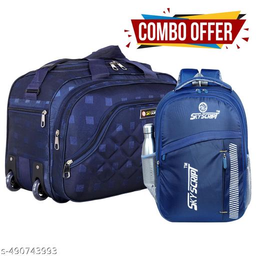 SKY SCRIPT 65L Polyester Travel Duffle Bags/Daffal Bags/Travel Bags/Travelling Bags with Combo of 33L Waterproof Backpack Bag for School/College/Travel /Offices /Boys /Girls and Teens.