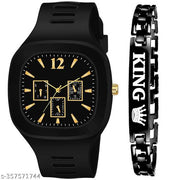 Square Watch with King Bracelet for Boys & Men Watch