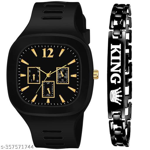 Square Watch with King Bracelet for Boys & Men Watch