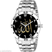 Red Robin Analogue ISLAMIC Allah Design Round Black Dial Latest Fashion AVO SIL STEEL Strap Stylish Wrist Watch for Men and Boys, Pack of 1