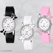 Grace look Butterfly Designer watch for Women&Grils(Pack of3)