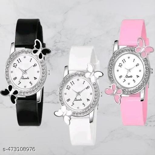 Grace look Butterfly Designer watch for Women&Grils(Pack of3)