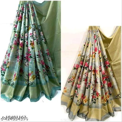 Pack of 2 Art silk Printed saree Wuth Blouse Piece
