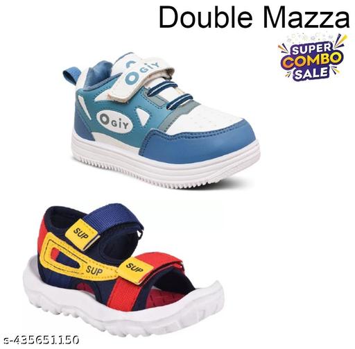 Kids Combo Pack Of 2 Velcro Casual Sneaker Shoe & Velcro Sandal For Boys & Girls