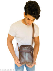 Brown Men Sling Bag for Office Boy Messenger Bag