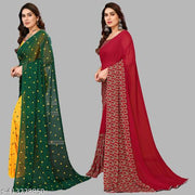 Printed Daily Wear Georgette Sarees with blouse piece (Pack of 2)