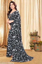 Daily Wear Bollywood Style Floral Printed Saree For Women with Unstitch Blouse Piece