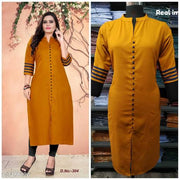 Women Cotton Front Slit Solid Plus Size Kurti