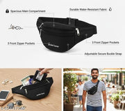 Waist Fanny Pack Waist Belt for Travelling Waist Bag Unisex Waist bag (Black)