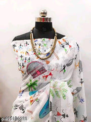 Linen Cotton Digital Floral Print Saree for Women