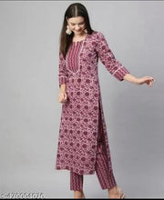 Women Kurti Set Floral Print Maroon