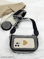 Silver Women Sling Bag Rhinestone crossbody sling bag for Women girls party wedding combo coin Purse
