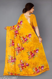 Women's Floral Printed Daily Wear Saree with Unstitched Blouse Piece