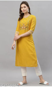Women's Embroidery Kurti Mustard  Colour