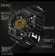 Branded And Trandy Multi Functional Sports Digital Multicolor Dial Men's Watch Black Color Strap Waterproof Digital Sports Watch for Men's Water Resistance Digital Watch