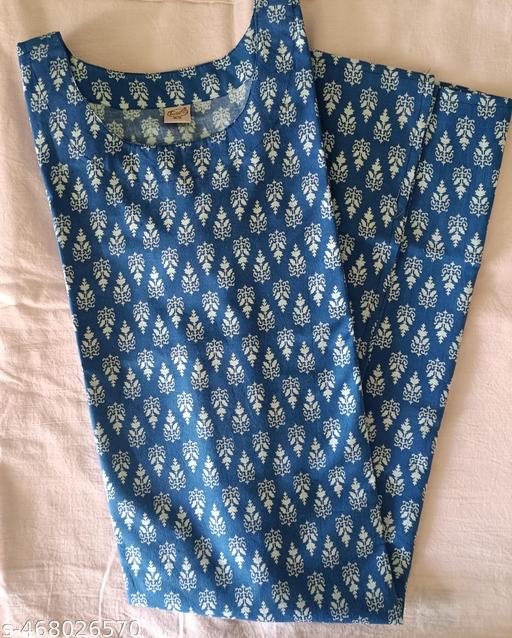 Beautiful Blue Booti Kurti – Comfortable Cotton for Daily Use