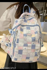 WALSON Medium 30 L Laptop Trendy Kawaii Backpack Printed Casual Unisex Backpack for School & College Office Bag 17-Inch Water-Resistant Stylish, and Spacious for Travel Pink Black Brown Blue Purple Color Bagpack
