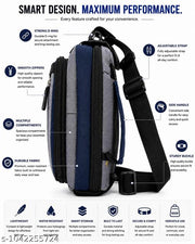 BLUE WAIST BAG WITH TOP HANDLE | 3 IN 1 BAG WITH SLING BELT | BUCKLE POCKET AND IN BUILT BELT LOOP | LIGHTWEIGHT AND DURABLE