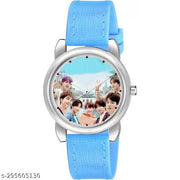 Yolako White Dial Sky BluePu Unisex Boy-Girls Kids Watch