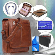 Large Mens Leather Bag Handbag Shoulder Bag IPAD Business Messenger Bag Cross Body Casual Tote Sling Organiser Travel bag with Adjustable Shoulder Strap