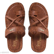Stylish Men's Syntethic Leather Brown Flipflops