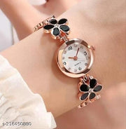 Flower Pattern Analogue Women's or Girls Watch (Rose Gold White)