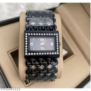 Medboo Black Roman Black Zali Belt Square Women And Girls Analog Watch
