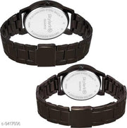 Skylark Black Hubby & Wifey Couple watch Dial Stainless Steel Chrome Plated Analog watch Analog Watch - For Couple