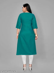 Women's Embroidered Plus Size Teal Kurta