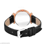 Skoal Analog Round Black Dial ALPHABET A Design Stylish Black Leather Strap Classic Design Fancy Wrist Watch for Women and Girls, Pack of 1 - ALPHA-A-GEN-RG-BLK-CUTL