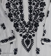 Luckhnowi women latest chikankari long kurti cotton riyon kurtis&kurta