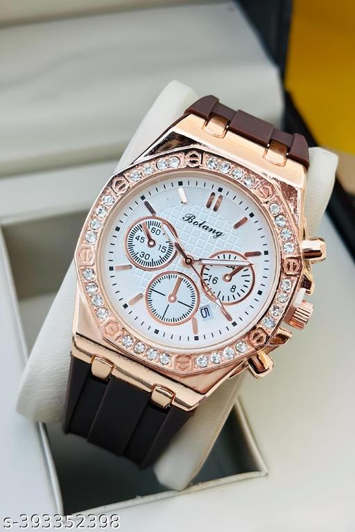 New Latest Stunning White Dial & Brown Silicon Strap With  Date Functioning Analog Watch For boys Analog Watch - For Men BROWN WHITE