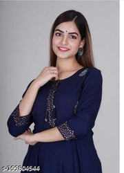 RUDRAKSH Women's Embroidered Rayon Anarkali Kurta|Gown for Women|Flared Kurta for Women|Women's Rayon Printed Flared Anarkali Kurti| Anarkali Kurti for Women & Girls