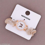 Stylish Scrunchie Fabric Strap Analog Watch For Women and Girls