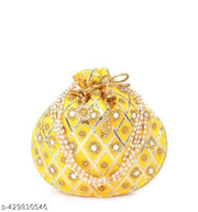 Mirror Worked Ethenic Potli Purse with pearls Handle