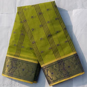 Raj Saree House Women's Bengali Pure Cotton Handloom Saree I Tant Saree I Bengali Saree  Daily  wear Tant   ( Lemon  // Without Blouse)