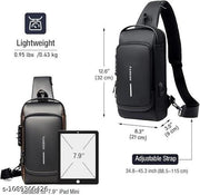 STARFUN - Sling Bag for Men Stylish Crossbody Backpack for Men & Women, Anti-Theft Chest Bag with USB Charging Port, Messenger Bags, Casual Shoulder Bag (Black)