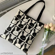TrendoPrint Cute Bunny Shopping/Grocery Bag, Multi-Purpose Bag, Sturdy Canvas Bag With 15Kgs Capacity Tote Bag For Women, College Bag For Girls