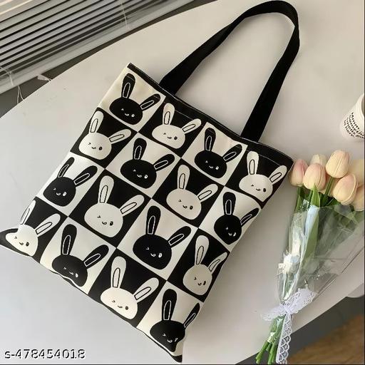 TrendoPrint Cute Bunny Shopping/Grocery Bag, Multi-Purpose Bag, Sturdy Canvas Bag With 15Kgs Capacity Tote Bag For Women, College Bag For Girls