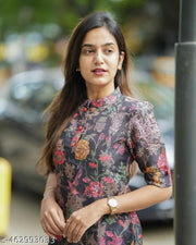 FASHIONABLE  COTTON DIGITAL PRINT KURTI BLACK FOR WOMAN WEAR