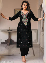 Kurti Kadhai embroidery black