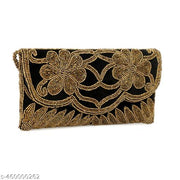 New Design Stylish Black Handmade Embroidery Clutch for Women/Ladies