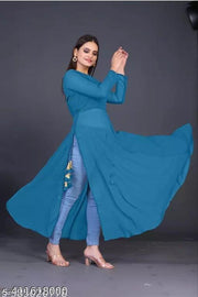 Nyra Cut kurti , Georgette kutti , kurti for jeans , Straight kurti , fancy kurti , kurti for women