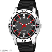 Medboo Silver Cash Black Pu Bump Belt Boy and Men Watch