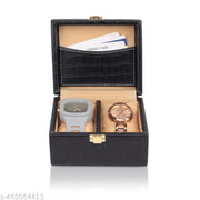 RABIYA 2 Slot Watch Storage Box for Men & Women Portable Watch Organizer Case Watch Box (Black, Holds 2 Watches) | Watch Box | Watch Storage Box | Watch Case | Watch Organizer | Watch Display Box | Wooden Watch Box | Leather Watch Box |