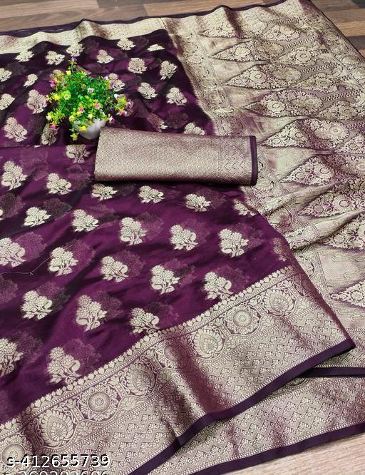 DHYEY FASHION's Latest Fancy Organza Banarasi Jacquard Self Designed Silk Saree