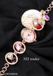 M3 trader rose gold Minimalistic Dial with Bracelet Style Chain Analog Watch for Women & Girls