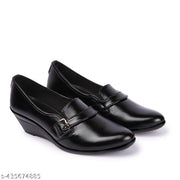 Women's and Girls Solid Black Formal Office Wear Non Slip-On Shoes
