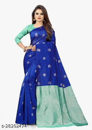 Kanjeevaram Banarasi Silk Multicolor Jacquard Saree With Blouse