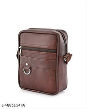 ZOVIRA Faux Leather/Leatherette Sling Cross Body Travel Office Nylon Padded Cross Body Messenger Sling Bag Travel Office One Side Shoulder Bag For Men Women Messenger Bag  Brown  Pack 1
